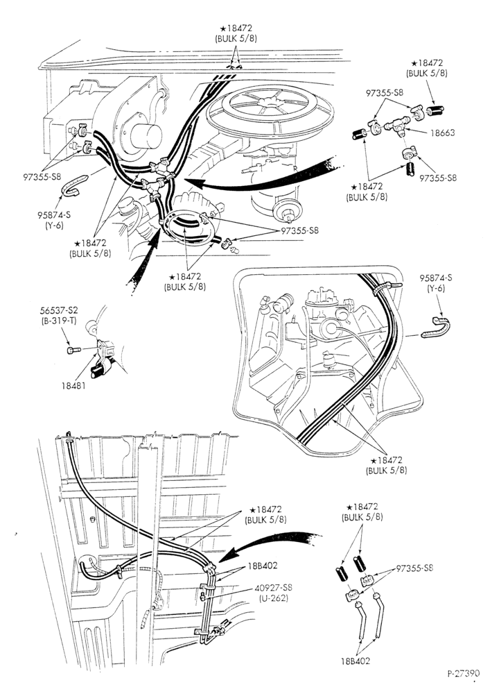 Схема HEATER HOSES & TUBES-8 cyl. - 5.8L & 6.6L - w/o A/C - w/aux. heat - L.W.B.-E