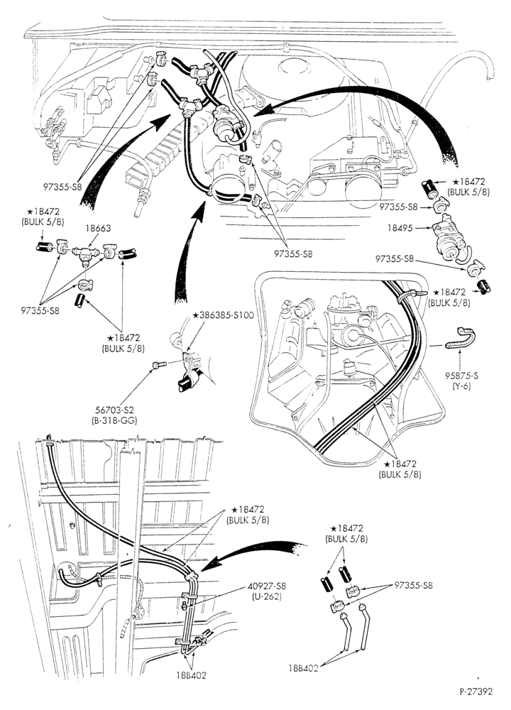 Схема HEATER HOSES & TUBES-8 cyl. - 5.8L & 6.6L - w/A/C - w/aux. heat - L.W.B.-E