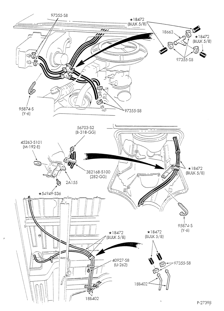 Схема HEATER HOSES & TUBES-8 cyl. - 7.5L - w/o A/C - w/aux. heat - L.W.B.-E