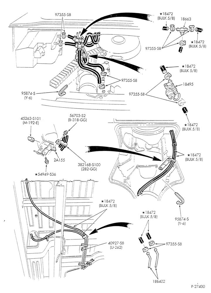 Схема HEATER HOSES & TUBES-8 cyl. - 7.5L - w/o A/C - w/aux. heat - w/deluxe Hi-Lo heater - L.W.B.-E