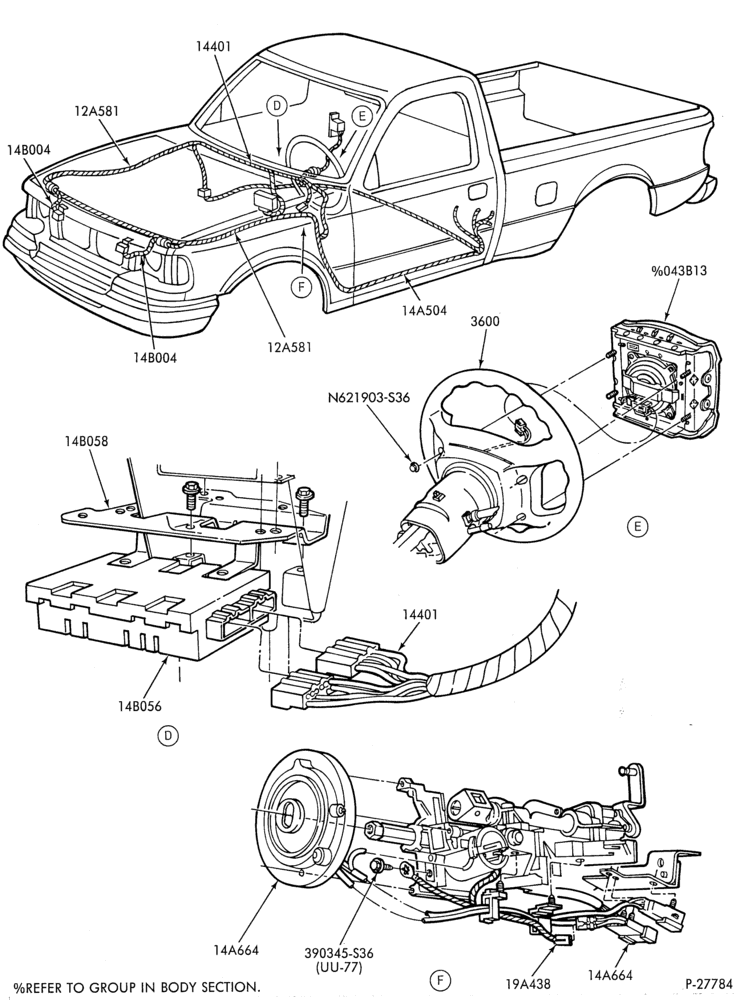 Схема ELECTRICAL SYSTEMS-Air bag module, sensor & wiring - Page B-U150