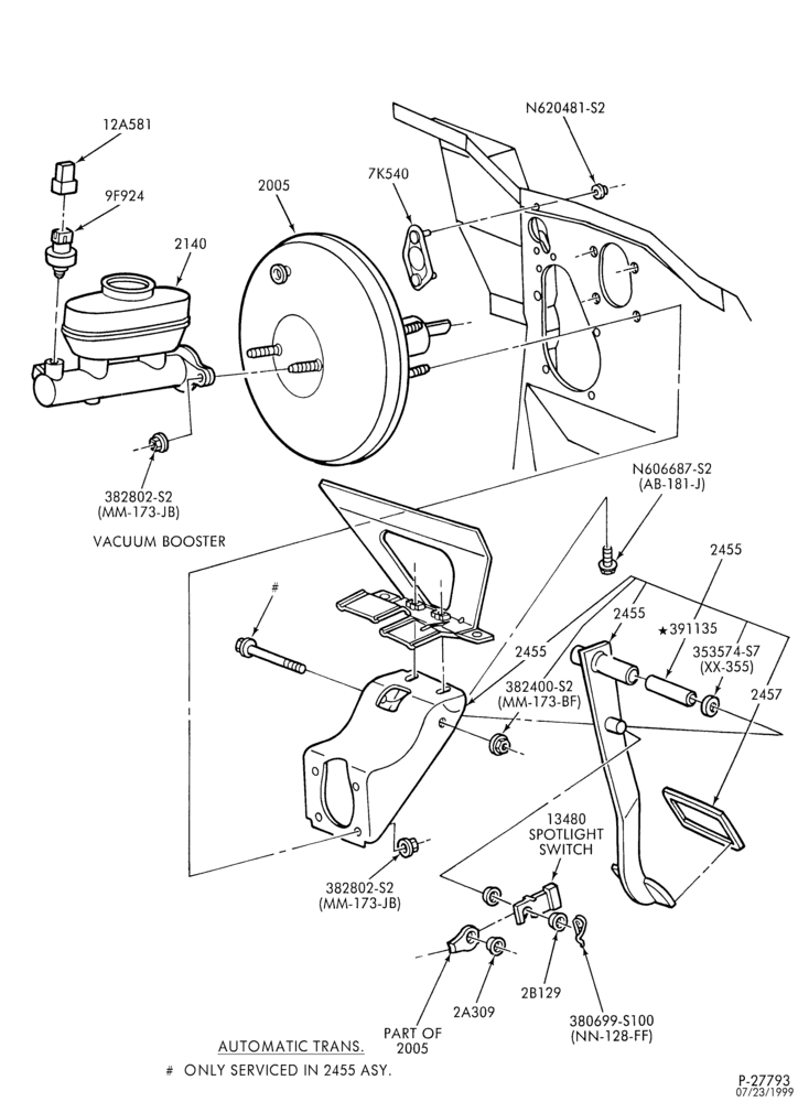 Схема BRAKES-Brake pedal and booster installation - without speed control - Page A-U150