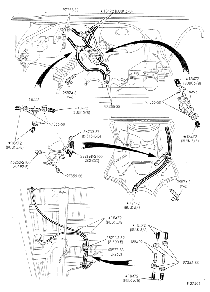 Схема HEATER HOSES & TUBES-8 cyl. - 7.5L - w/A/C - w/aux. heat - S.W.B.-E