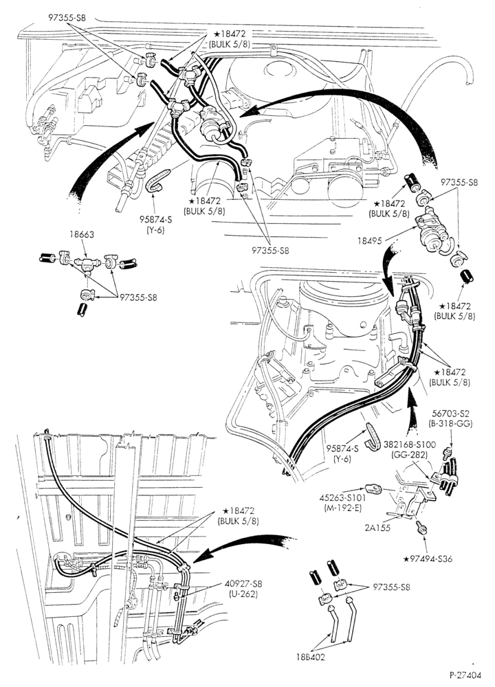 Схема HEATER HOSES & TUBES-8 cyl. - 7.5L - w/aux. A/C - w/aux. heat - L.W.B.-E