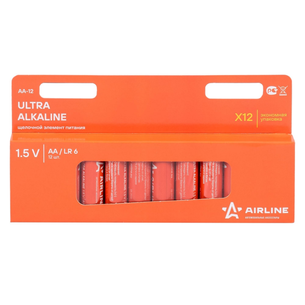 AIRLINE AA12 Батарейки lr6/aa щелочные 12 шт. (пальчиковые) (aa 12) купить в Самаре