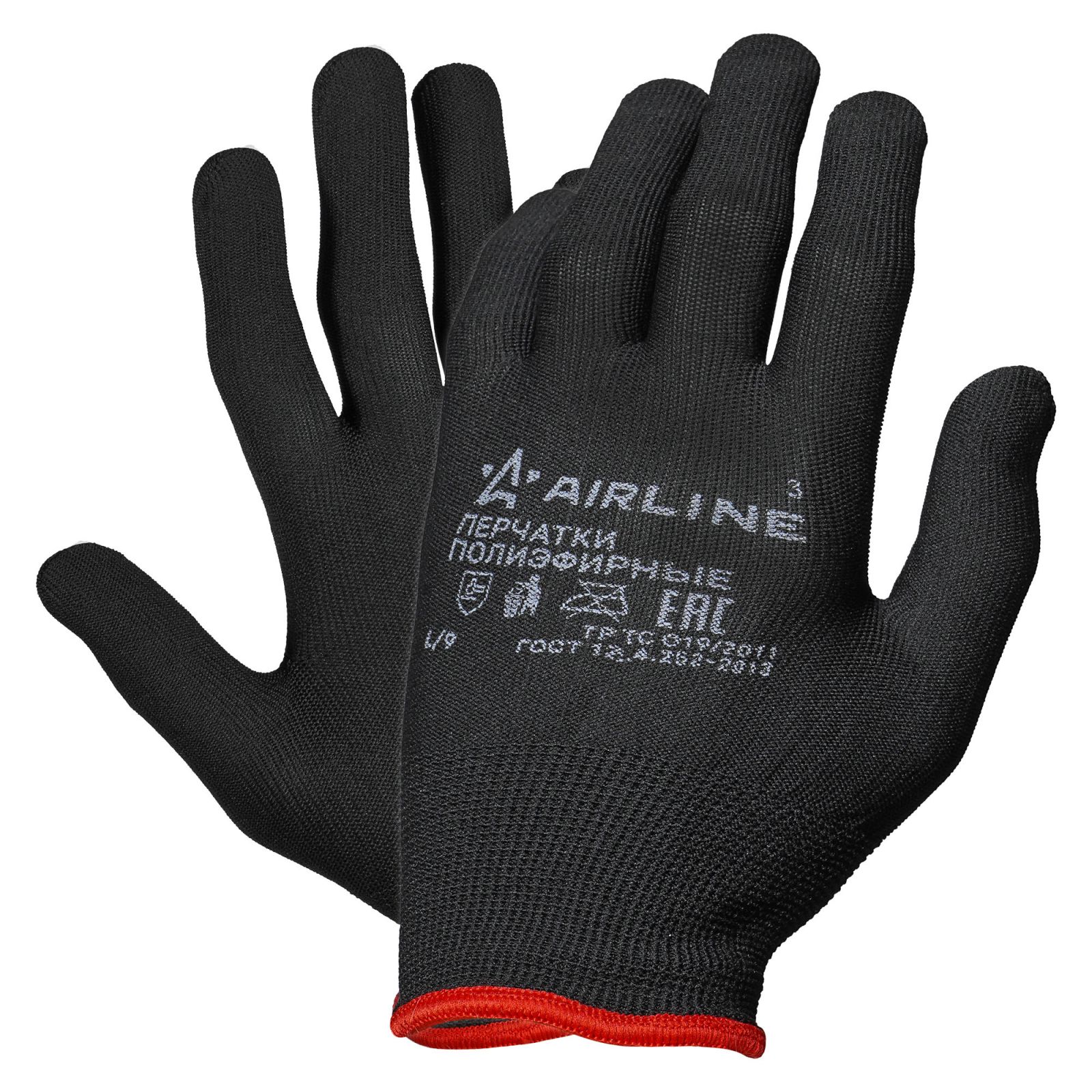 AIRLINE ADWG007 Перчатки полиэфирные (L) черные