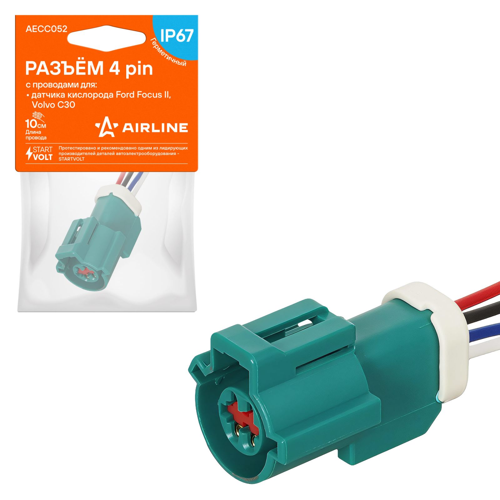 AIRLINE AECC052 Разъем 4 pin с проводами для датчика кислорода Ford Focus II, Volvo C30