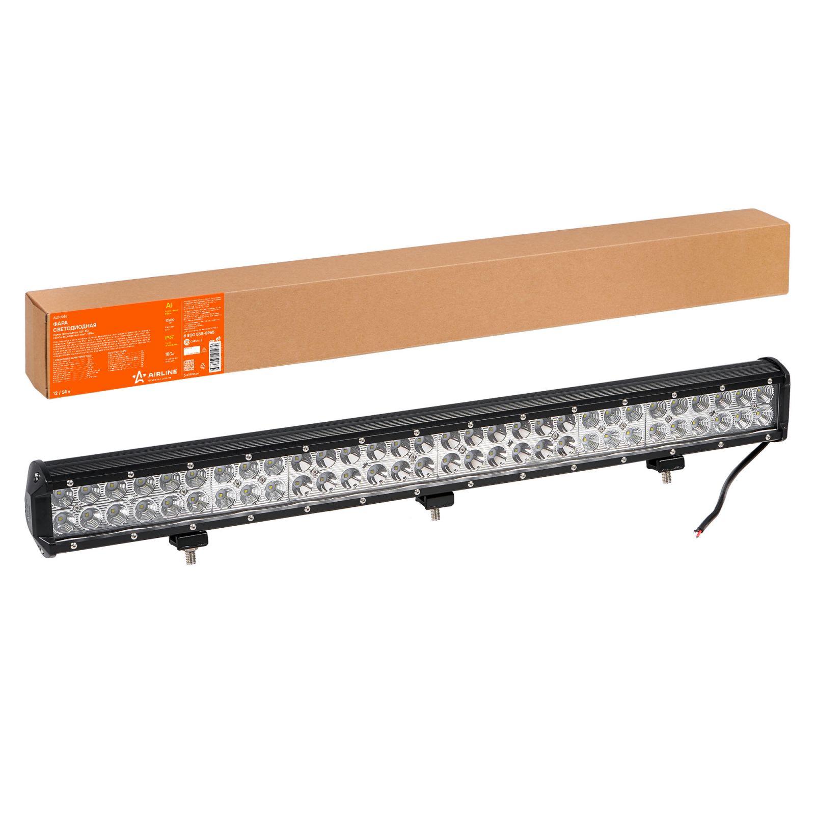 AIRLINE ALED052 Фара светодиодная (балка) двухрядная, 60 LED комбинир. свет, 180W (710х78х65) 12/24V (ALED052