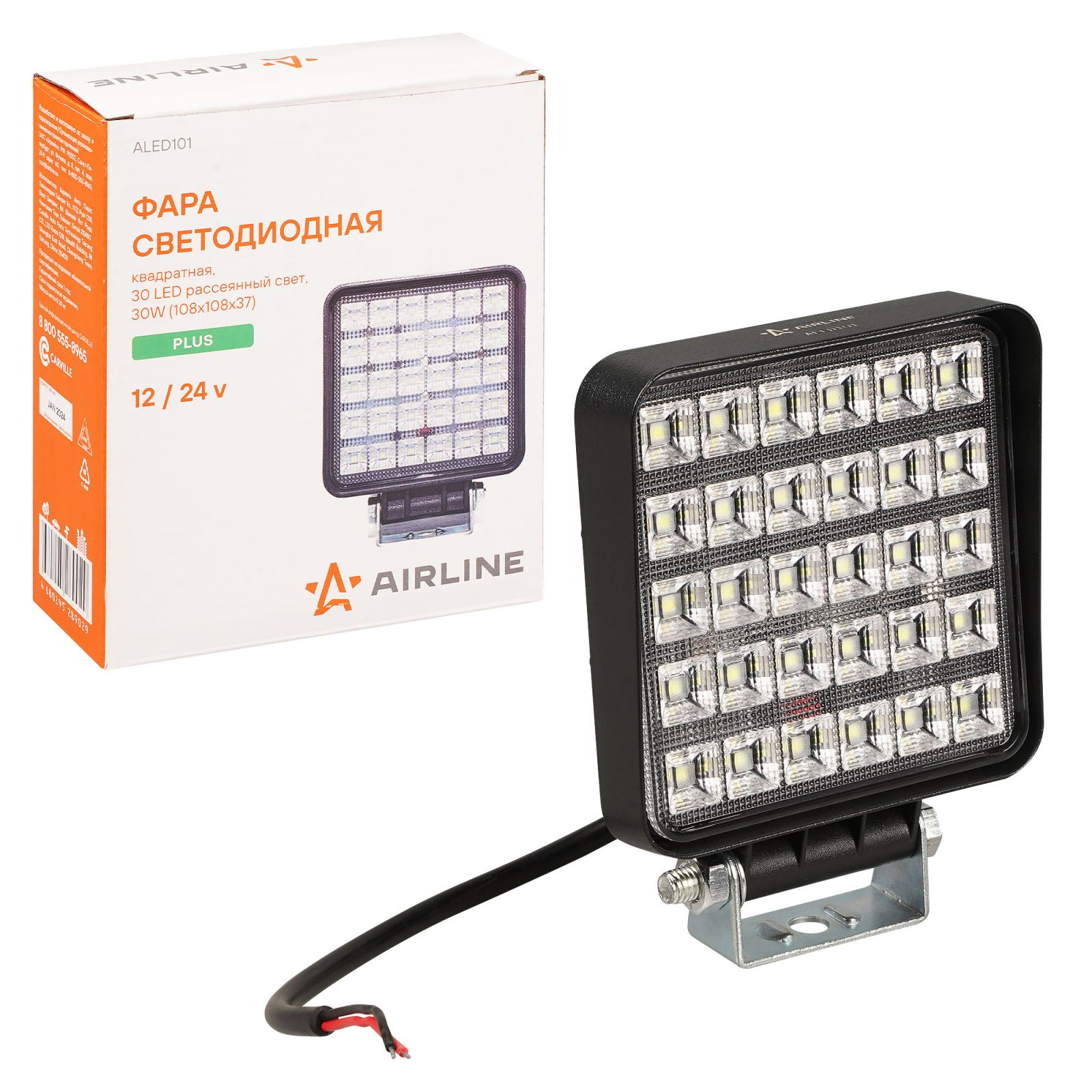 AIRLINE ALED101 Фара светодиодная квадратная, 30 LED