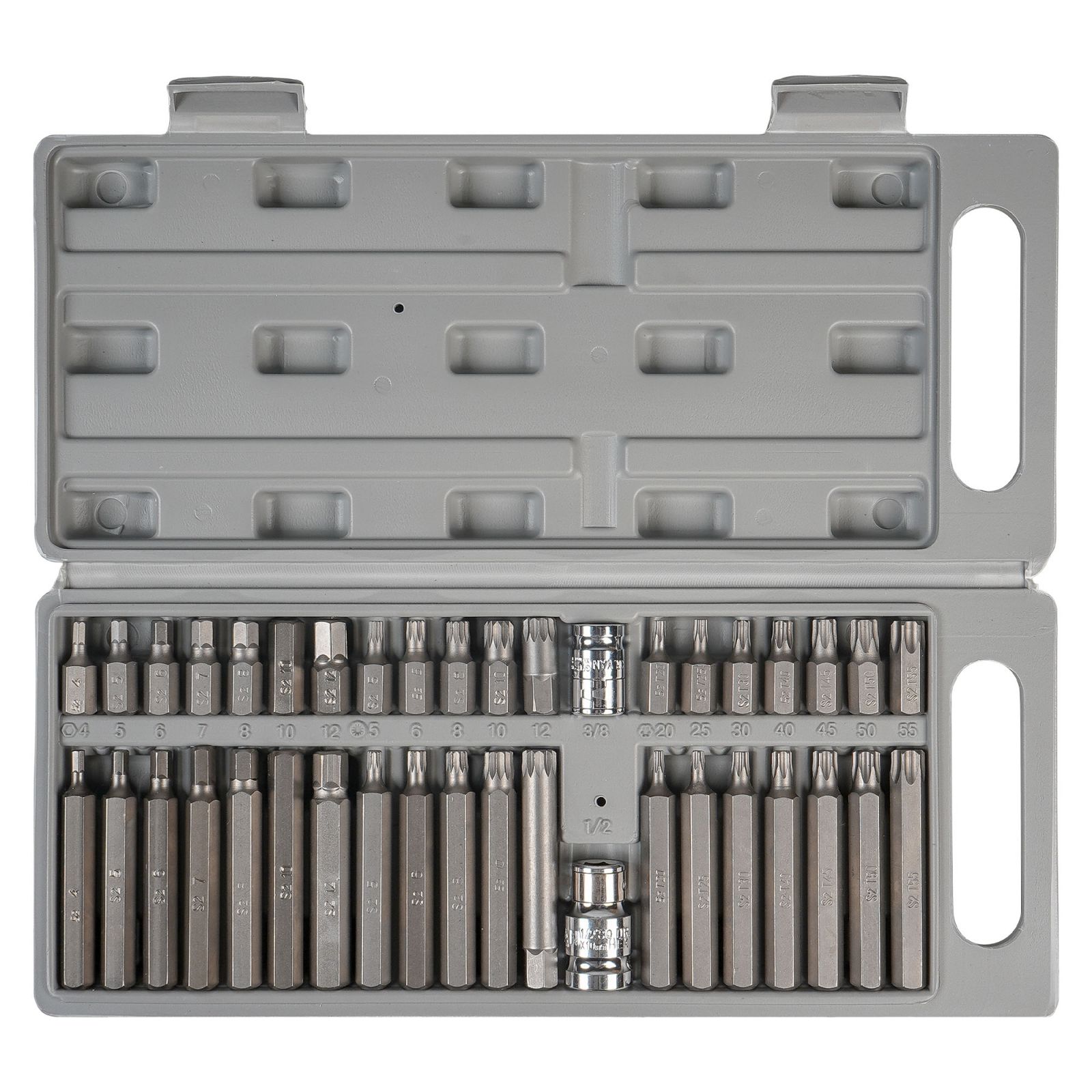 AIRLINE ATB52 Наб.бит вставок TORX,SPLINE,HEX 3/8  30мм,75мм с держат.бит 1/2 ,3/8 DR 40 пред.
