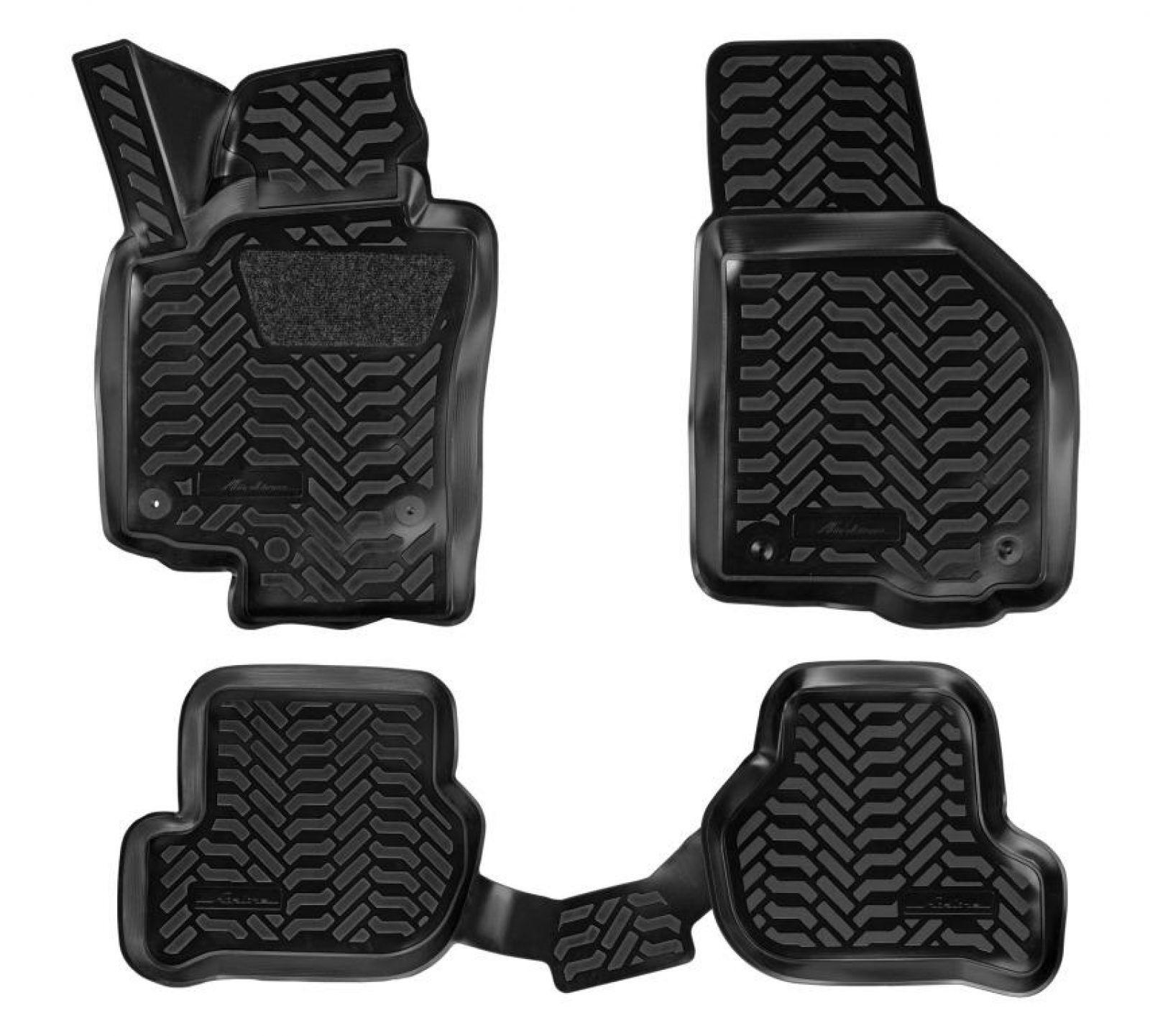 AIRLINE ACMPS59 Ковры для Skoda Octavia (A5) (04-13), 4 шт., (крепеж), выс. борт, 3D с подпятником, ТЭП, черн. (ACM-