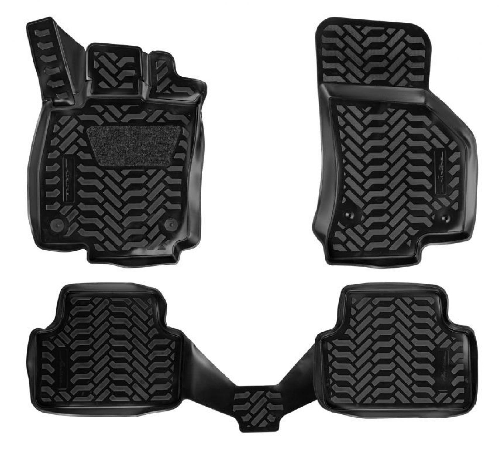AIRLINE ACMPS60 Ковры для Skoda Octavia (A7) (13-), 4 шт., (крепеж), выс. борт, 3D с подпятником, ТЭП, черн. (ACM-PS