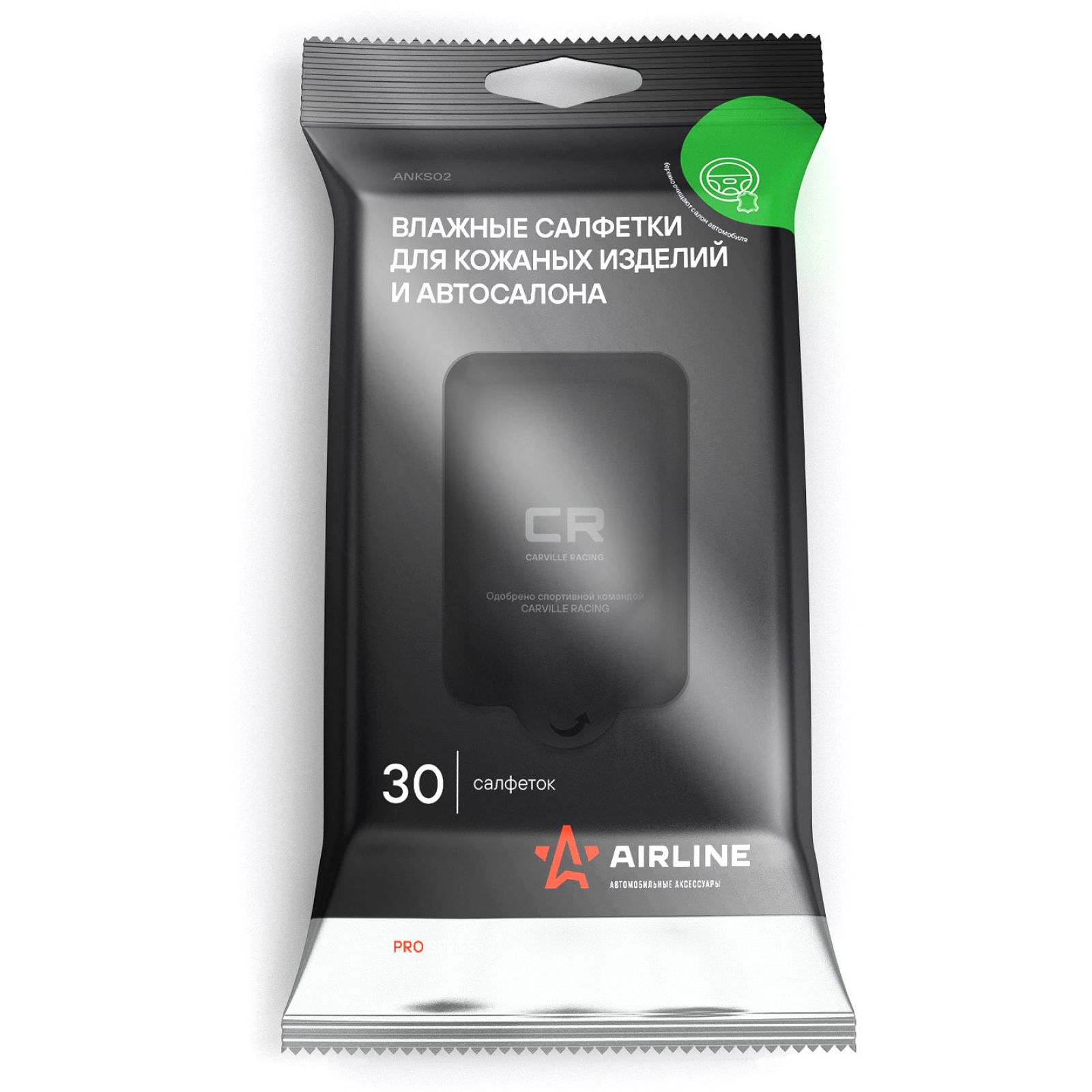 AIRLINE ANKS02 Салфетки влажные для кожаных изделий и автосалона PRO (30 шт.) (ANKS02)