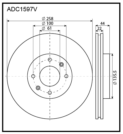 ALLIED NIPPON ADC1597V Диск тормозной | перед |