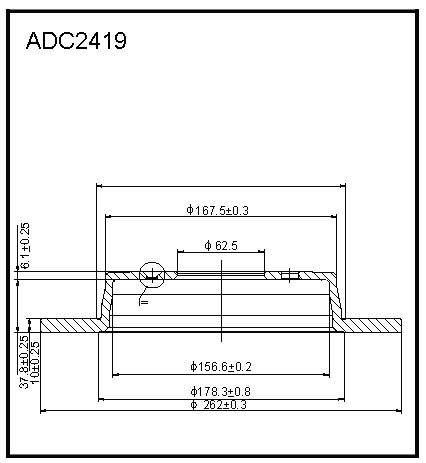 ALLIED NIPPON ADC2419 Диск тормозной | зад |