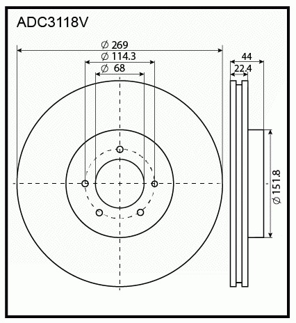 ALLIED NIPPON ADC3118V Диск тормозной | перед |
