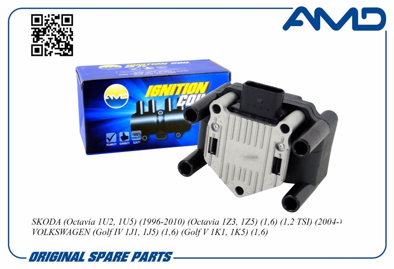 AMD AMDEL712 Катушка зажигания SKODA Octavia 1U2, 1U5 1996-2010 Octavia 1Z3, 1Z5 1.6 1.2 TSI