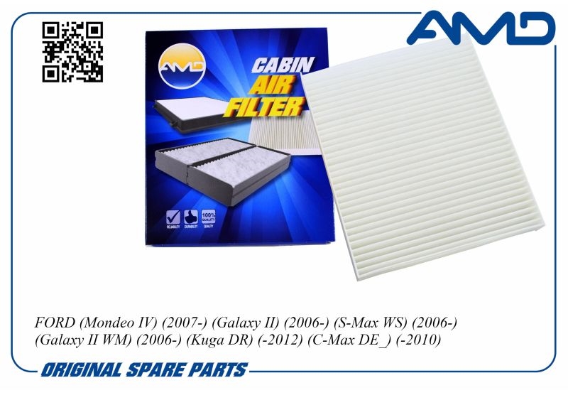 AMD AMDFC727 Фильтр салонный FORD Mondeo IV, 2007-, Galaxy II, 2006-, S-Max WS, 2006-, Galaxy II WM, 2006-, Kuga DR, -2012, C-Max DE , -2010 AMDFC727