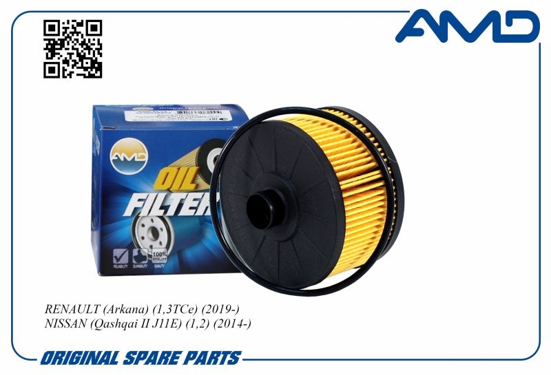AMD AMDFL246 Фильтр масляный RENAULT Arkana, 1,3TCe, 2019-, NISSAN Qashqai II J11E, 1,2, 2014- AMDFL246