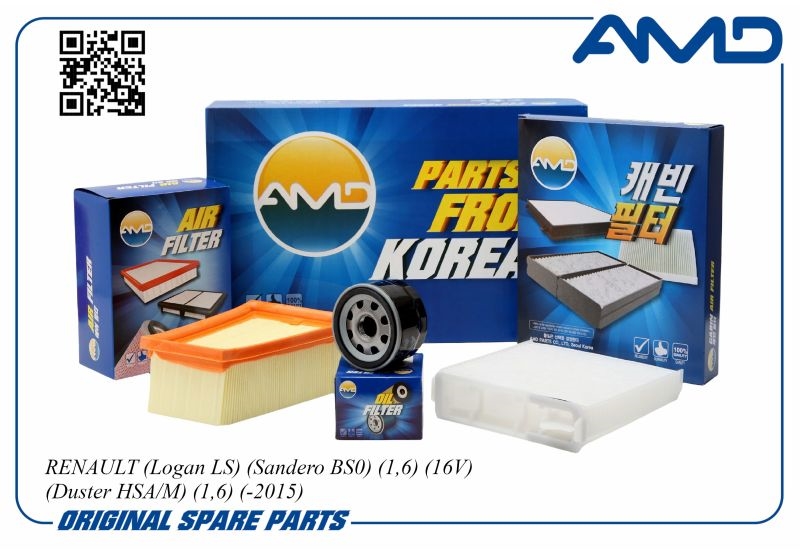 AMD AMDSETF126 Комплект фильтров (масл.+возд.+салон.) RENAULT Logan LS, Sandero BS0, 1,6, 16V, Duster HSA/M, -2015 AMDSETF126