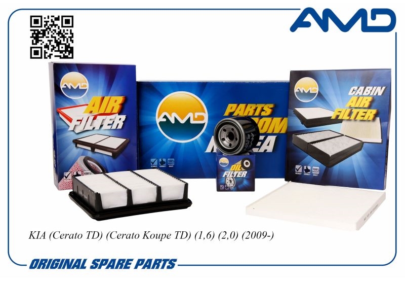 AMD AMDSETF31 Комплект фильтров (масл.+возд.+салон.) KIA Cerato TD, Cerato Koupe TD, 1,6, 2,0, 2009- AMDSETF31
