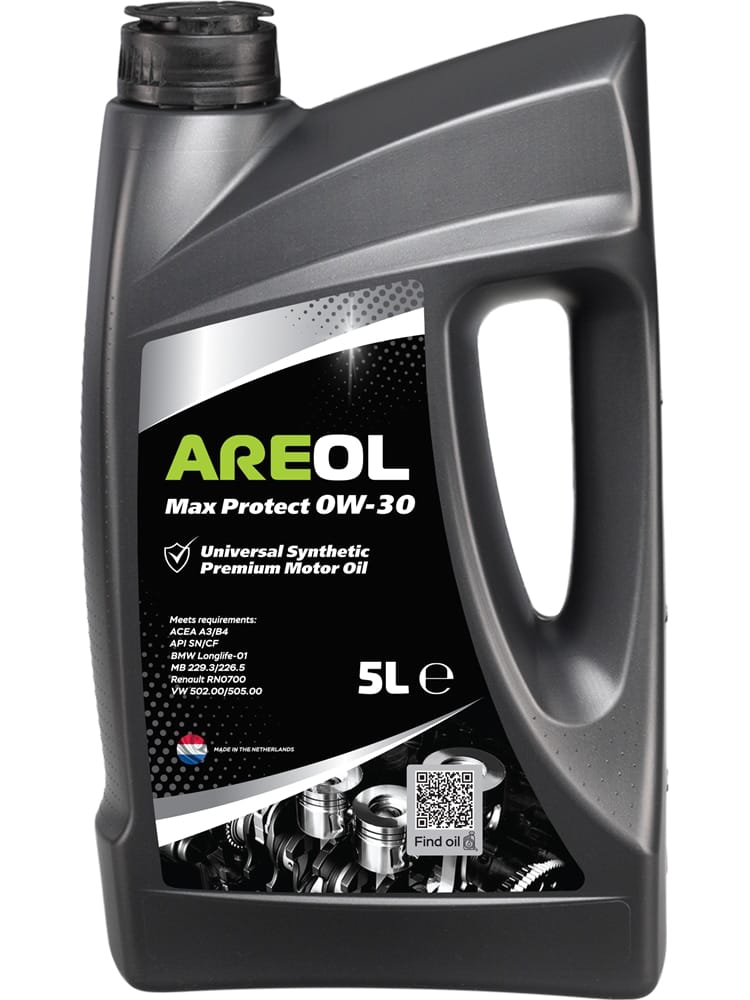 AREOL 0W30AR059 Areol max protect 0w30 (5l) масло моторное синт. acea a3/b4, api sn/cf, mb 229.3/226.5, vw 502.00