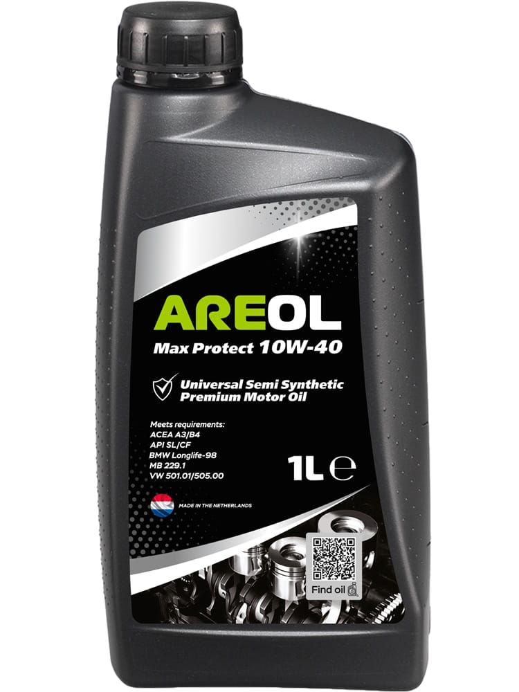 AREOL 10W40AR002 Areol max protect 10w40 (1l) масло моторн. полусинт. acea a3/b3,api sl/cf,mb 229.1,vw 501.01/505.00