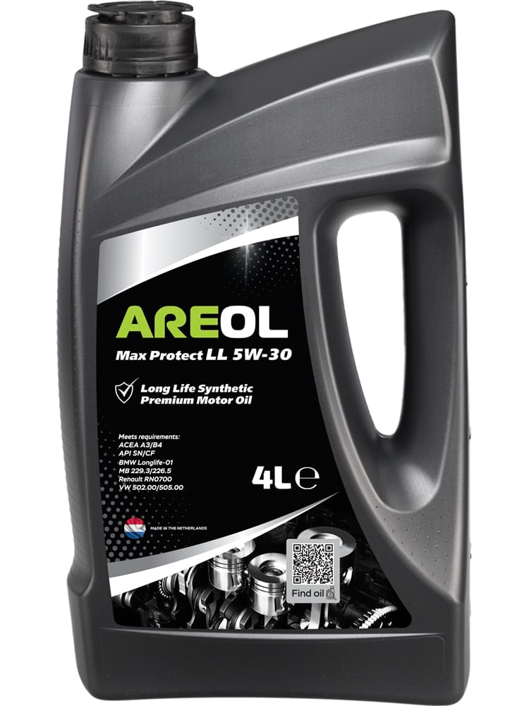 AREOL 5W30AR013 Areol max protect ll 5w 30 (4l) масло моторное синт. acea a3/b4, api sn/cf, mb 229.3/226.5