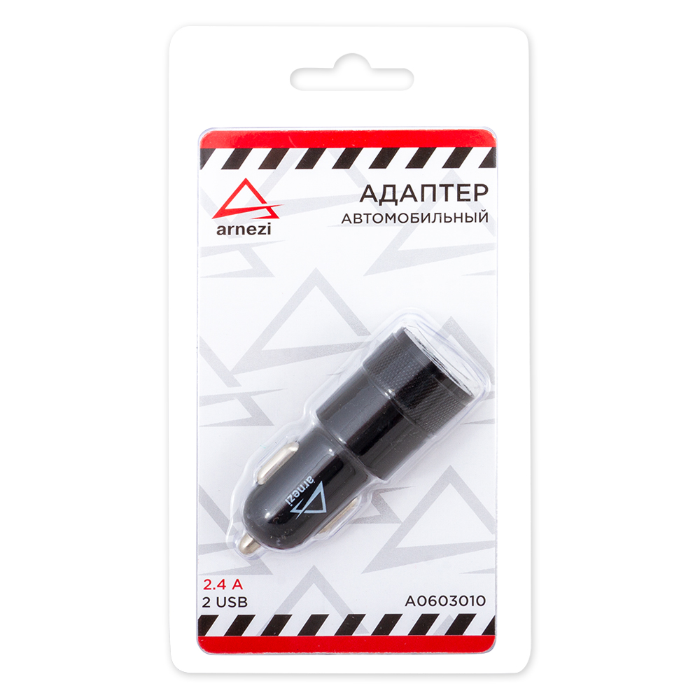 ARNEZI A0603010 Адаптер автомобильный 2хUSB 5В 2.4А в прикуриватель Черный