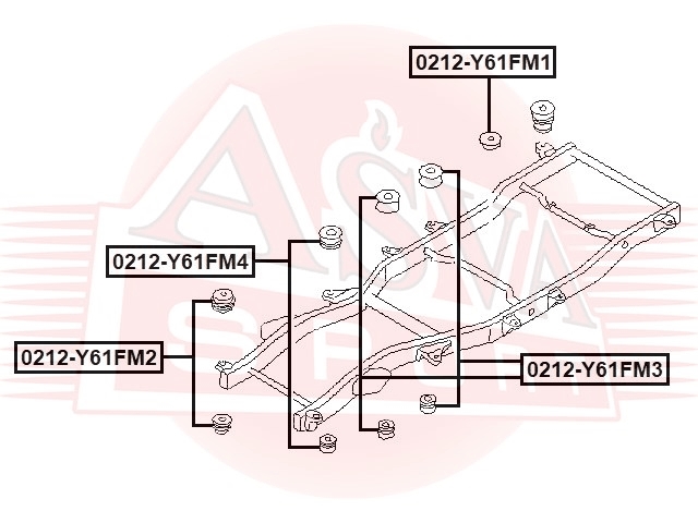 ASVA 0212Y61FM2 Сайлентблок подрамника INFINITI/NISSAN NISSAN PATROL SAFARI Y61 1997-2006