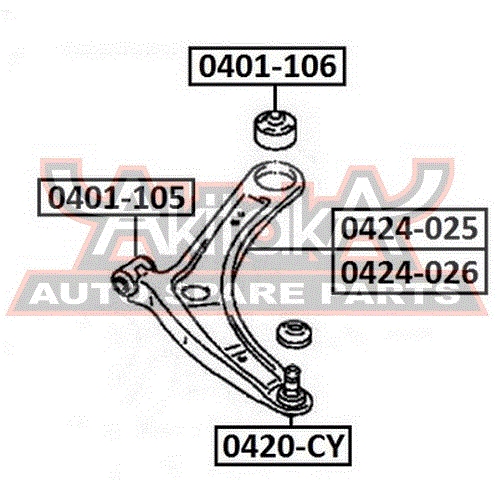 ASVA 0401106 Сайлентблок рычага подвески перед. MITSUBISHI COLT Z32A/Z34A/Z36A/Z37A/Z38A/Z39A 2004-