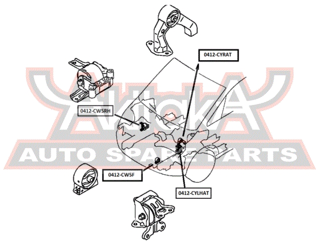 ASVA 0412CYRAT Подушка двигателя задняя at
