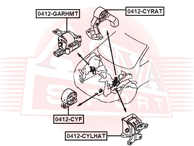 ASVA 0412GARHMT Подушка двигателя
