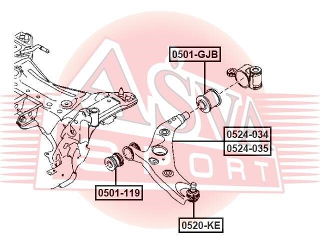 ASVA 0501119 САЙЛЕНТБЛОК ПЕРЕДНЕГО РЫЧАГА ПЕРЕДНИЙ