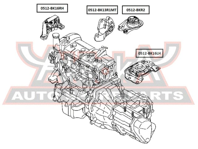 ASVA 0512BK16LH Подушка двигателя левая