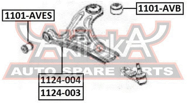 ASVA 1101AVB Сайлентблок рычага подвески | перед |