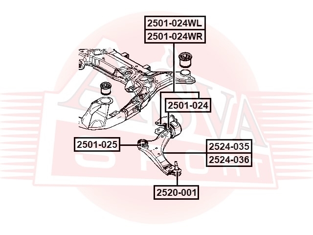 ASVA 2524035 Рычаг передн.подв.нижний L