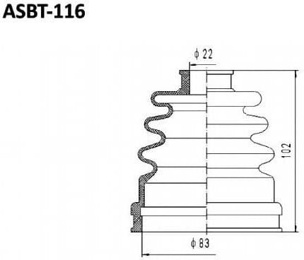ASVA ASBT116 ПЫЛЬНИК ШРУС (КОМПЛЕКТ БЕЗ СМАЗКИ) 22x83x100
