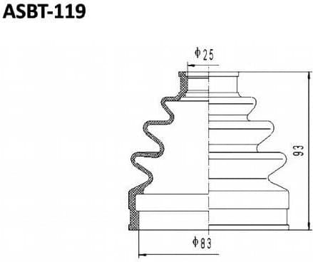 ASVA ASBT119 Пыльник ШРУСа (комплект без смазки) 25x83x81