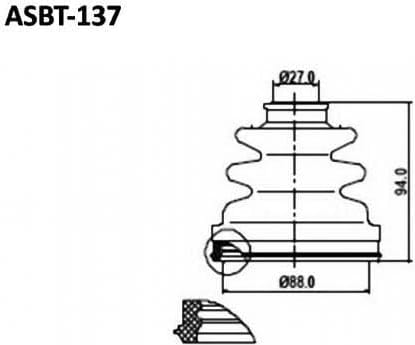 ASVA ASBT137 ПЫЛЬНИК ШРУС (КОМПЛЕКТ БЕЗ СМАЗКИ) 26x79x83