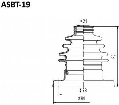 ASVA ASBT19 ПЫЛЬНИК ШРУС AUDI 80 20x78x94 (БЕЗ СМАЗКИ)