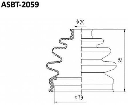 ASVA ASBT2059 ПЫЛЬНИК ШРУС ALMERA N16 20x78x79 (БЕЗ СМАЗКИ)