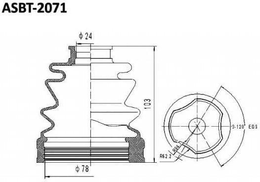 ASVA ASBT2071 ПЫЛЬНИК ШРУС MAZDA 626 24x98x78 (БЕЗ СМАЗКИ)