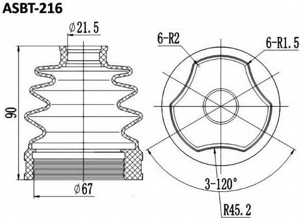 ASVA ASBT216 ПЫЛЬНИК ШРУС LIFAN SOLANO 22x67x90 (БЕЗ СМАЗКИ)