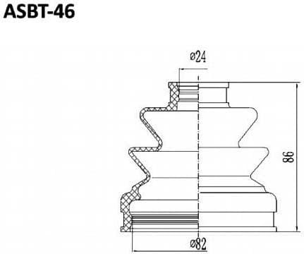 ASVA ASBT46 Пыльник ШРУСа (К-кт без смазки) 24x81x84