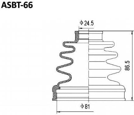 ASVA ASBT66 ПЫЛЬНИК ШРУС RAV4 24x81x86 (БЕЗ СМАЗКИ)