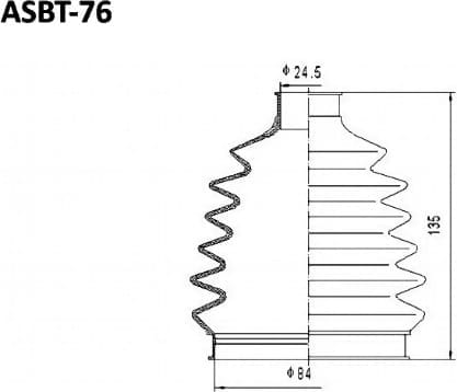 ASVA ASBT76 ПЫЛЬНИК ШРУС (КОМПЛЕКТ БЕЗ СМАЗКИ) 25x82x121