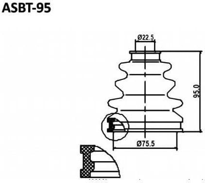 ASVA ASBT95 ПЫЛЬНИК ШРУС COROLLA 23x64x90 (БЕЗ СМАЗКИ)
