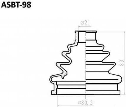 ASVA ASBT98 ПЫЛЬНИК ШРУС (КОМПЛЕКТ БЕЗ СМАЗКИ) 22x83x81