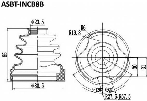ASVA ASBTINCB8B ПЫЛЬНИК ШРУС FOCUS 23x80x85 (БЕЗ СМАЗКИ)